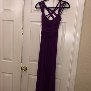 Long, Purple, Crossed Back, Stretchable Dress Size 7